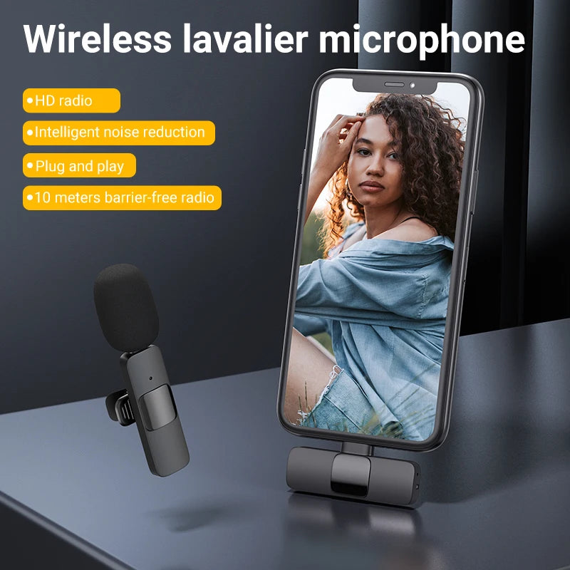 Creator Kit  2.4G Wireless Mic with Noise-Canceling, 3-Level LED Light & Tripod for Mobile Studio - Lxvita