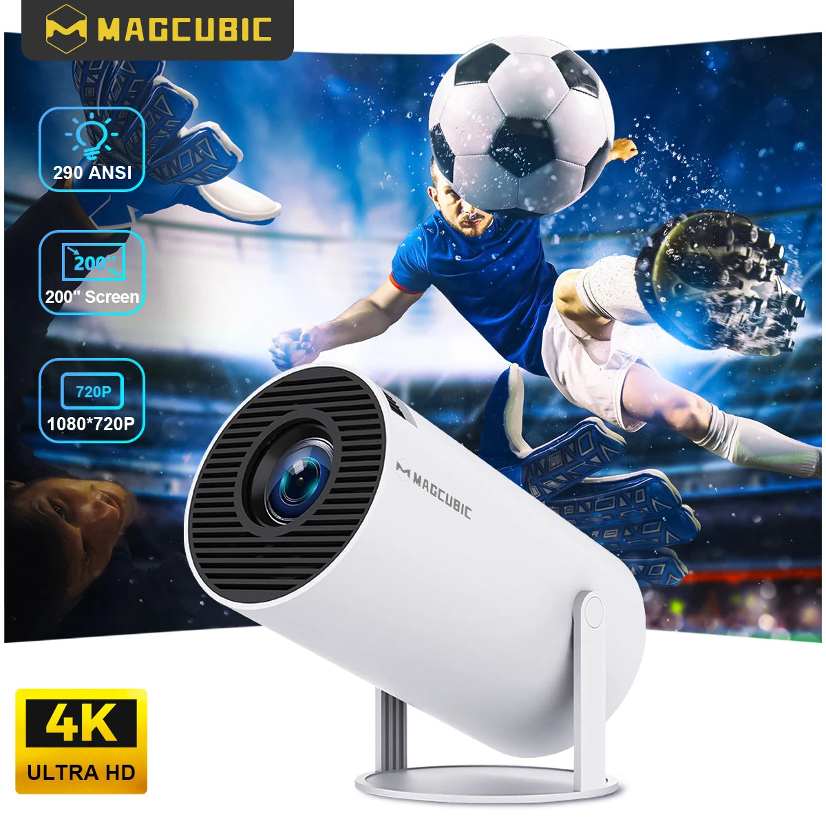 Magcubic HY300 Pro Smart Projector: 4K Android 14, Wi-Fi 6, 290 ANSI, Outdoor Portable - Lxvita