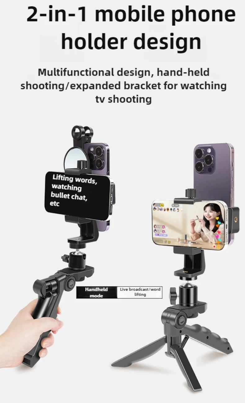 Phone Teleprompter for Video Creators - Desktop & Handheld Prompting Stand for Live Streams & Recording - Lxvita
