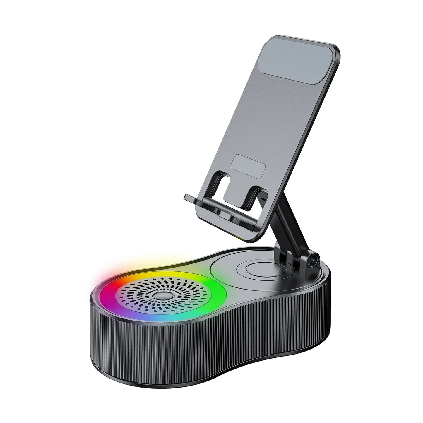 Multi-Functional Rotating Bluetooth Speaker Stand with RGB Lighting & Power Bank Function