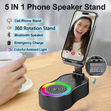 Multi-Functional Rotating Bluetooth Speaker Stand with RGB Lighting & Power Bank Function
