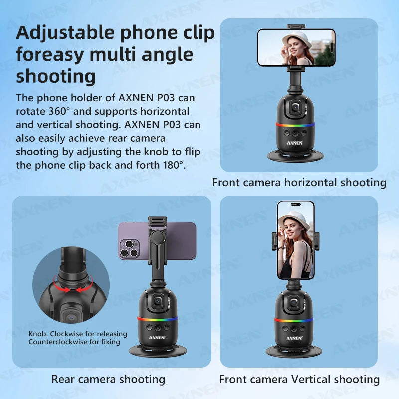 AXNEN P03: The Creator's Auto-Cameraman | AI Face Tracking Desktop Gimbal for Hands-Free Recording - Lxvita