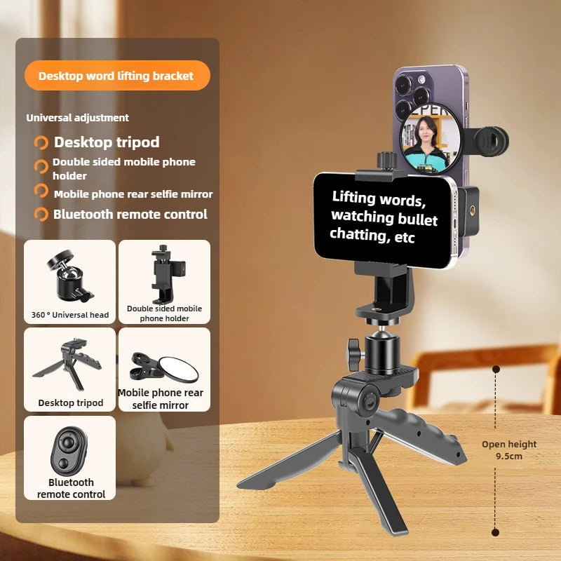 Phone Teleprompter for Video Creators - Desktop & Handheld Prompting Stand for Live Streams & Recording - Lxvita