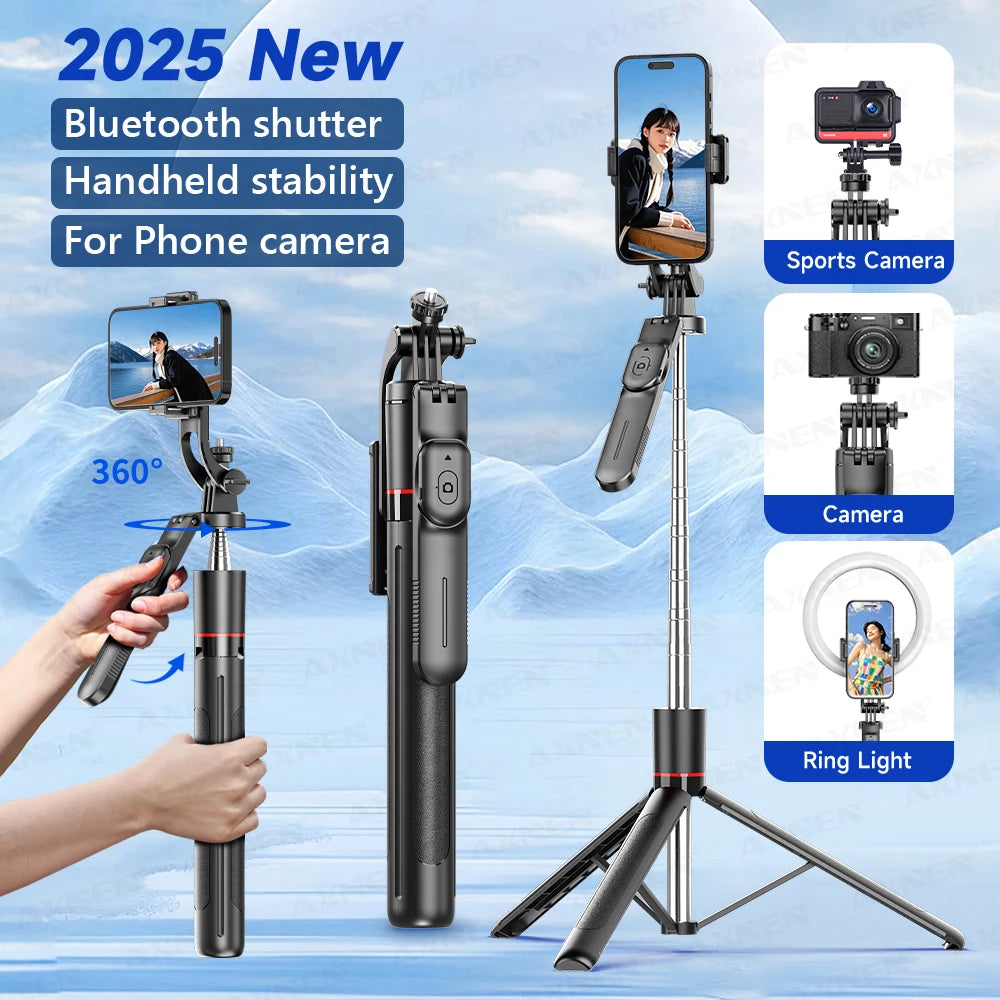All-in-One Creator Kit: 67" Extendable Selfie Stick Tripod with Bluetooth Remote - Lxvita