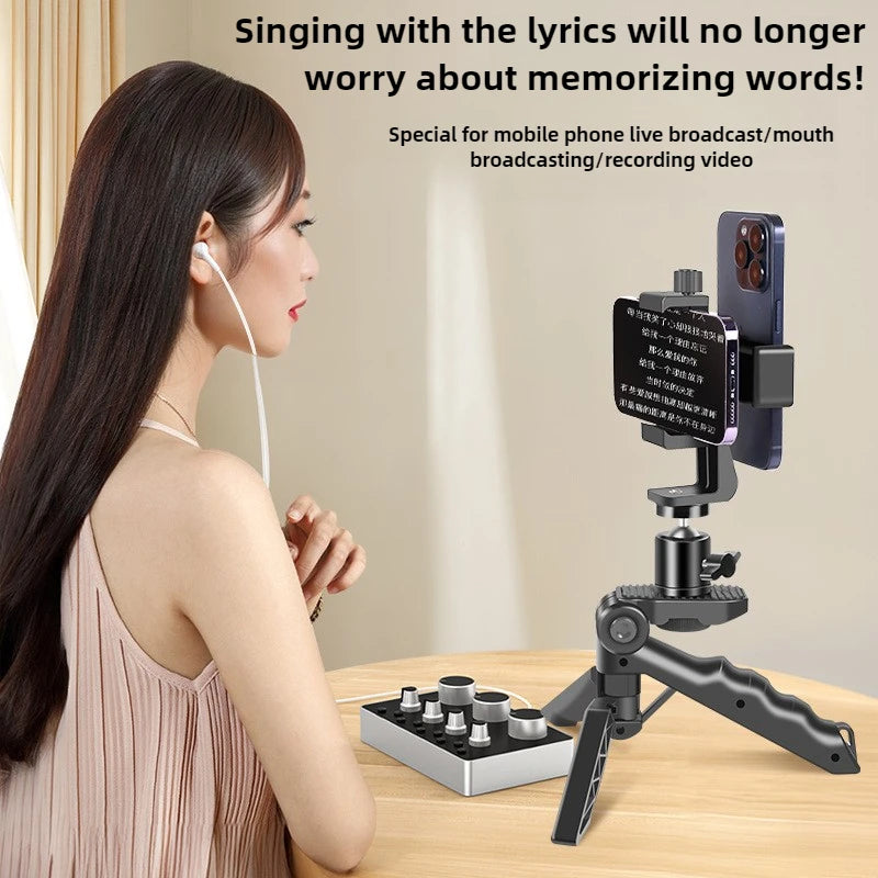 Phone Teleprompter for Video Creators - Desktop & Handheld Prompting Stand for Live Streams & Recording - Lxvita