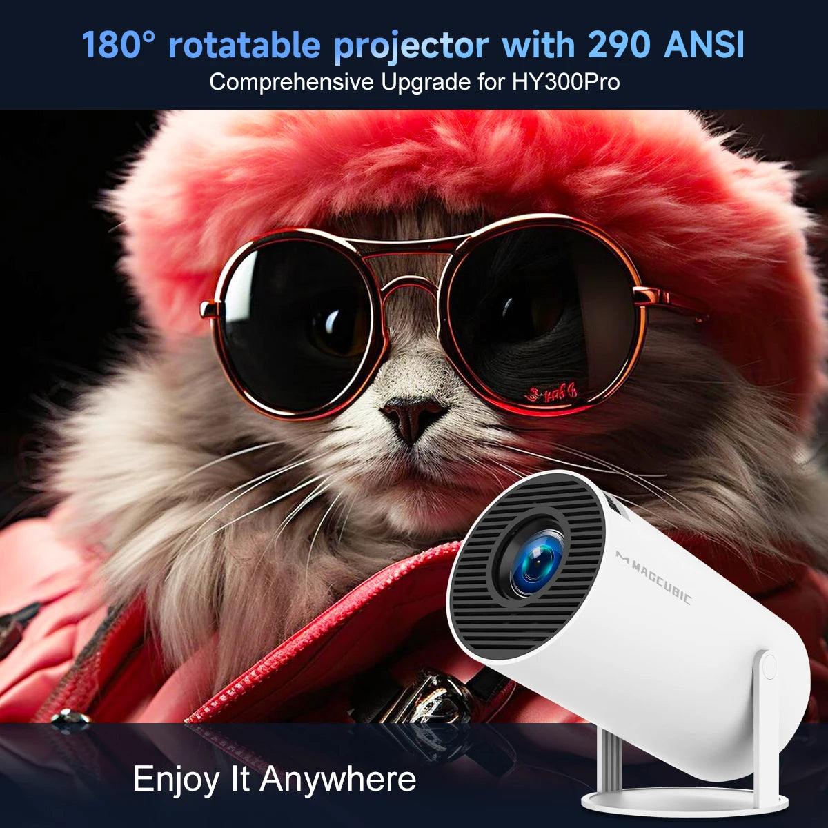 Magcubic HY300 Pro Smart Projector: 4K Android 14, Wi-Fi 6, 290 ANSI, Outdoor Portable - Lxvita