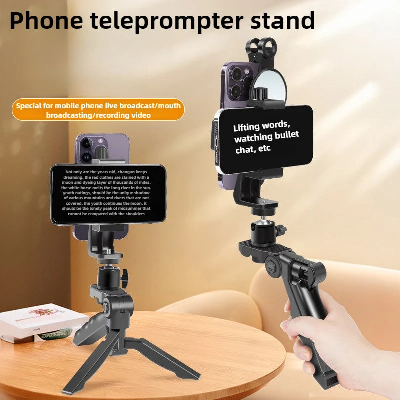 Phone Teleprompter for Video Creators - Desktop & Handheld Prompting Stand for Live Streams & Recording - Lxvita