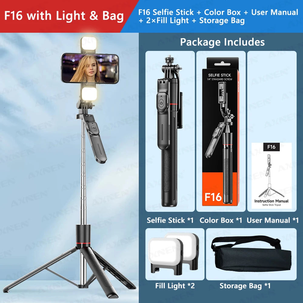 All-in-One Creator Kit: 67" Extendable Selfie Stick Tripod with Bluetooth Remote - Lxvita