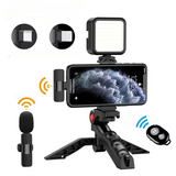 Creator Kit  2.4G Wireless Mic with Noise-Canceling, 3-Level LED Light & Tripod for Mobile Studio