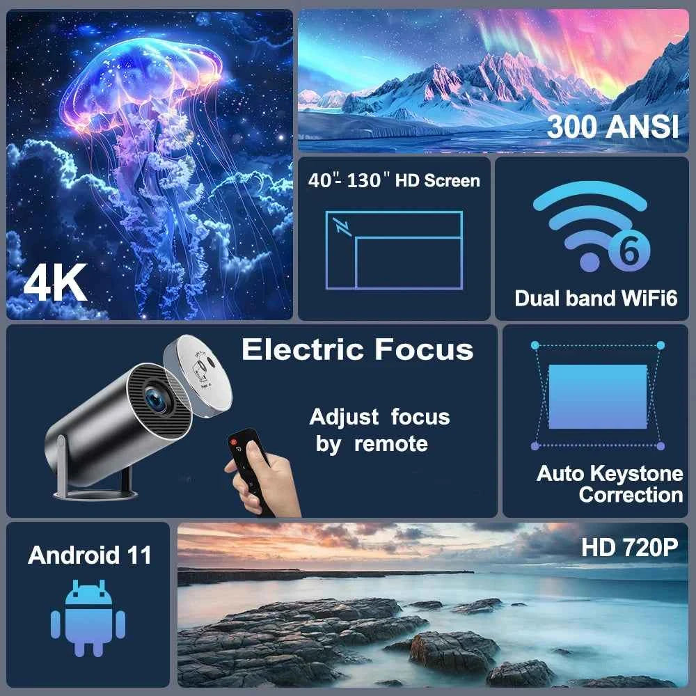HY300 Plus | Android Smart Mini Projector with WiFi & Bluetooth