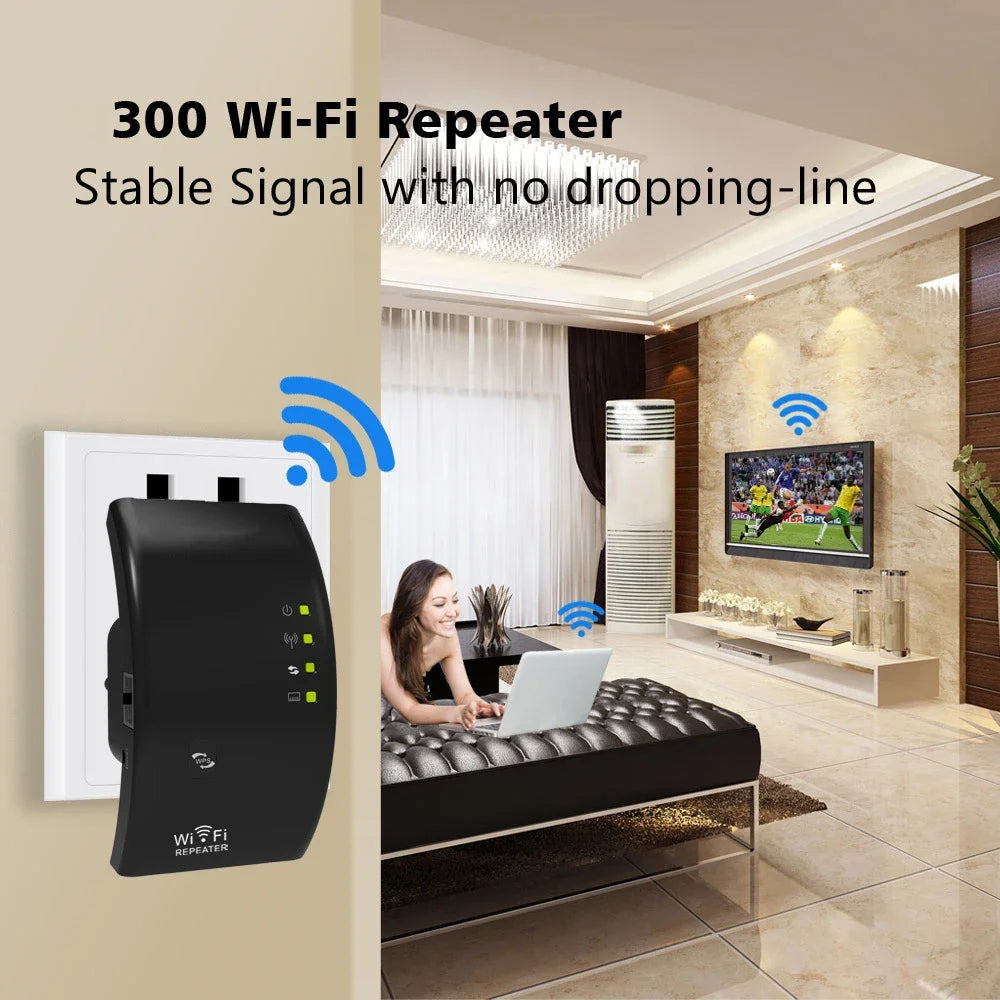 300Mbps WiFi Extender and Repeater - Long Range Signal Booster with Access Point Mode - Lxvita